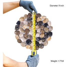 Natural River Rock Stepping Stones for Garden Walkway - Round Pebble Paver Mats with Mesh Backing - Decorative Outdoor Pathway Stones for Lawn, Backyard, Patio, and Landscaping (6 Pack, 9 Inch)