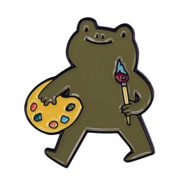 Frog Painters Brooch Lapel Pin for Women Unisex Enamel Pin Cute Cartoon Green Frogs Palette Art Brooch Dainty Coat Dress Sweater Shawl Handbag Decoration Accessories Festival Jewelry Gifts