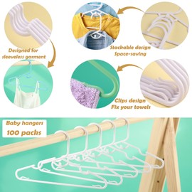 120 Packs Baby Hangers for Closet Plastic Baby Clothes Hangers with Clips for Nursery Kids Hangers for Closet Organizer, Stack-able Hangers for Newborn, Infant, Toddler, Children, Space-Saving