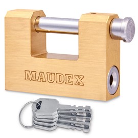 Maudex® MBX/70 Solid Brass Heavy Duty Lock for Outdoor Use with 5 Keys - [Anti Pick, Anti Drill Cylinder] - Ideal Storage Unit and Shipping Container Lock