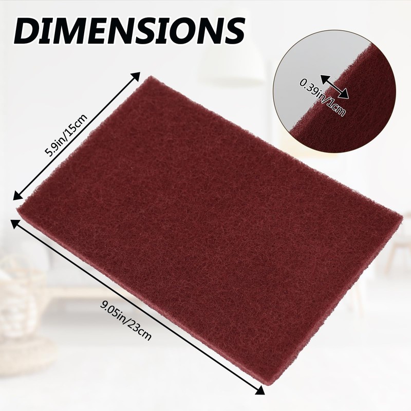 20 Pack Maroon General Purpose Scruff Pads 6" x 9"