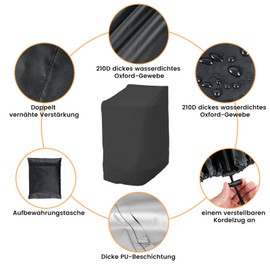 Garden Chair Cover for 6 Chairs, Cover Garden Chairs Waterproof Winterproof UV-Resistant Protective Cover for Stacking Chairs 210D Oxford Stacking Chairs Cover (1)