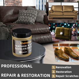 Malydyox Leather Recoloring Balm, 10oz Leather Repair Kit for Furniture, Leather Restorer for Couches, Leather Scratch Repair Balm, Remove Scratches Leather Couch Repair Kit (Cream)