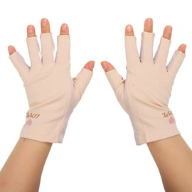 UV Protection Gloves Made of Cotton, Fingernails UV Glove, Manicure and Sun Protection for Women, to Protect Hands (Yellow)