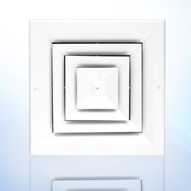 Premium 8 x 8 Vent Cover: 4 Way Supply Grille - Low Noise Operation - Ceiling Installation - Opposing Damper Blades - No Rivets for Sleek Appearance[Front Grille Size:9.6"x9.6"][Duct Hole Size:8"x8"]