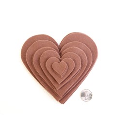 Playfully Ever After 1 to 6 inch Multi-Size Pack 24pc Felt Hearts (Cocoa Brown)