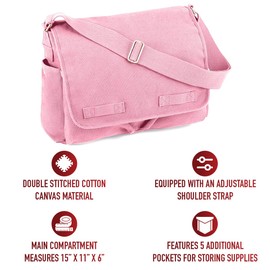 Rothco Heavyweight Canvas Classic Messenger Bag - PINK