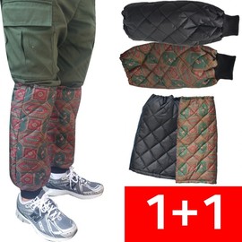 [1+1] Henders Korean-Made Quilted Waterproof Thermal Ankle & Leg Gaiters for Work Winter Indian Khaki/Black/Ribbed Type