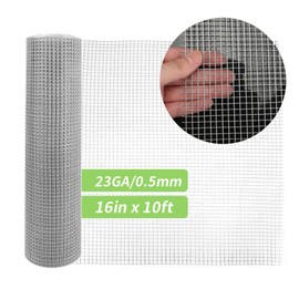 16'' x 10' 1/4 in Galvanized Wire Mesh Roll Chicken Wire Fence Roll for Chicken Pen/coop Fences, Screen mesh, Rabbit/Snake Fences, Poultry enclosures, Handicraft Making, etc. (23GA/0.5mm)