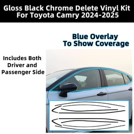 Window Trim Chrome Delete Blackout Overlay Kit Pre-Cut Vinyl Compatible for 9th Gen Toyota Camry 2024-2025