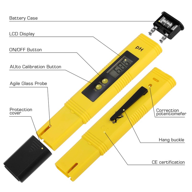 PH Meter for Water Hydroponics Digital PH Tester Pen 0.01