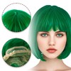 AYNKH 12 Inches Green Wig,Short Straight Bob, Bangs Wigs, Breathable