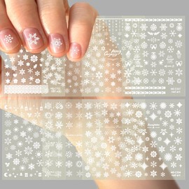Snowflake Nail Stickers, 8 Sheets Snowflake Nail Decals, 3D Self-Adhesive DIY Nails Sticker Decals 3D Design Nails Decorations for Christmas New Year