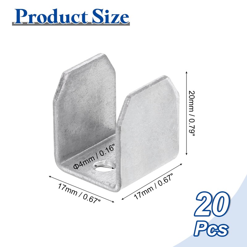 sourcing map 20 Pcs U Bracket for 0.67 Panels, 17