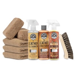 Chemical Guys HOL303 Kit Limpiador y Acondicionador de Cuero para Interiores, Muebles y Botas, 9 Piezas