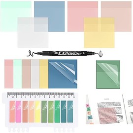 Juego de 550 Notas Adhesivas Transparentes, Incluye Etiquetas Adhesivas Translúcidas y Rotuladores para Anotar Libros, Marcar Páginas, Indexar y Mantener la Escritura Ordenada