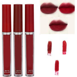 3PCS Brillos de Labios Lápiz Labial Líquido Mate Lápiz Labial de Alto Pigmento Set Copa Antiadherente Fácil de Colorear Hisopo Impermeable de Larga Duración Esmalte de Labios Maquillaje