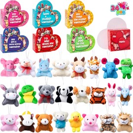 JOYIN - Paquete de 24 Juguetes de Peluche para el día de San Valentín, Rellenos de Cajas de corazón para niños, Llavero de Peluche para Intercambio de Regalos en el Aula, premios de Juego de Fiesta