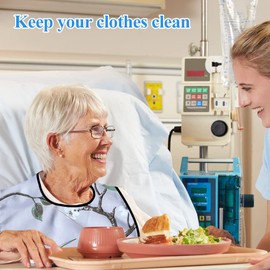 Bib for Adults, Washable, Reusable Adult Food Bib, Double Layer Clothing Protectors, Waterproof Adult Bibs with Food Catcher, Elderly and Disabled People