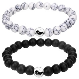 Chiorgone 2 Pcs Yin Yang Couples Bracelets – Matching Feng Shui Bracelet for Boyfriend & Girlfriend – Long Distance Touch Bond Bracelet for Him & Her