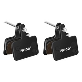 2 X FITTOO Bike Bicycle Disc Brake Pads, Resin Semi Metallic Sintered Ceramic Compound Brake Pad, Full Metal Brake Back Plate, Replacement for Most Disc Brakes Shimano Tektro Logan Xspark (2 Pairs)