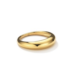 NOKMIT Chunky Dome Rings for Women Dainty 14K Gold Silver Tone Cute Bold Dome Statement Ring Thick Minimalist Thumb Band High Polished Smooth Comfort Fit (1PC Thin Gold, 9)