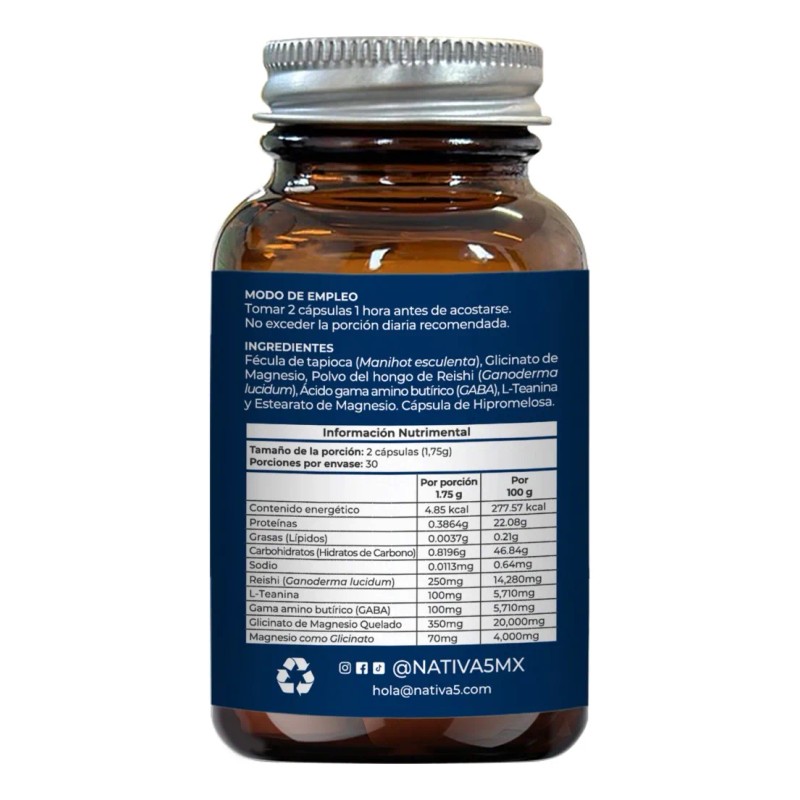 Glicinato Magnesio + Reishi Suplemento Natural Para Dormir