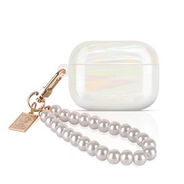 CameCosy Case Compatible for Airpods Pro/Pro 2 Generation with Pearl Bracelet Keyring, Protective Cover with Glittery Colorful Pearl Shell Design for Girl, Shockproof Anti-scratches Anti-slip TPU Case