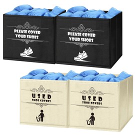 Muitcdo 4 Pcs Shoe Covers Box, Homeowner Real Estate Agent Realtor Supplies, Foldable Please Remove Your Shoes, Entryway Basket Storage Bins, Cover Dispenser for Open House