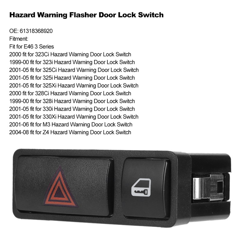 Hazard Warning Flasher Door Lock Switch 61318368920 Fit for E46
