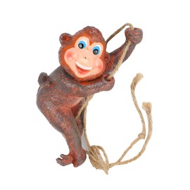 Resin Monkey Hanging Ornament Delicate Swing Pendant Outdoor Garden Decoration Black Brown 10.5x7x19cm