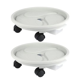 10 Inch Plant Caddy with Wheels & Water Container, 10.4" Round Plant Tray with Water Drawer, Rolling Planter Stand, for Indoor Outdoor, Bearing 110 Lbs, 2 Pack