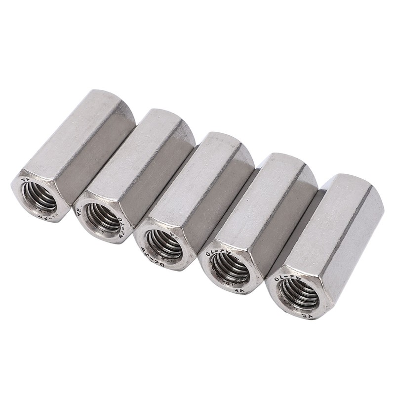 5Pcs Coupling Nut Hex Stainless Steel Anti Corrosion M12 Connector