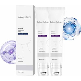 Magic Collagen Fullerene Neck Cream - Neck Skincare with Collagen Peptides, Tighten and Lift Firming Neck Cream for Crepey Skin, Deep Hydrating Skin Care for Smooth & Radiant Complexion (2Pcs)