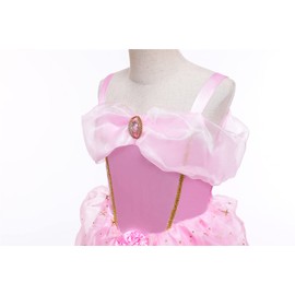 KANDEMY KANDEMY Mädchen Prinzessin Aurora Kostüm Dornröschen Kleid Belle Kostüm Prinzessinnen Kleider Kinder Geburtstag Fasching Karneval Kostüme Cosplay Verkleidung Party Rosa 140