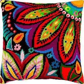 Brvsk Maharaja. Stamped Cross-Stitch Kit w/Printed Tapestry Canvas (40 × 40 cm) — Stamped Cross-Stitch Cushion Kit for Creative Home Décor — Needlework Kit for Adult Beginners