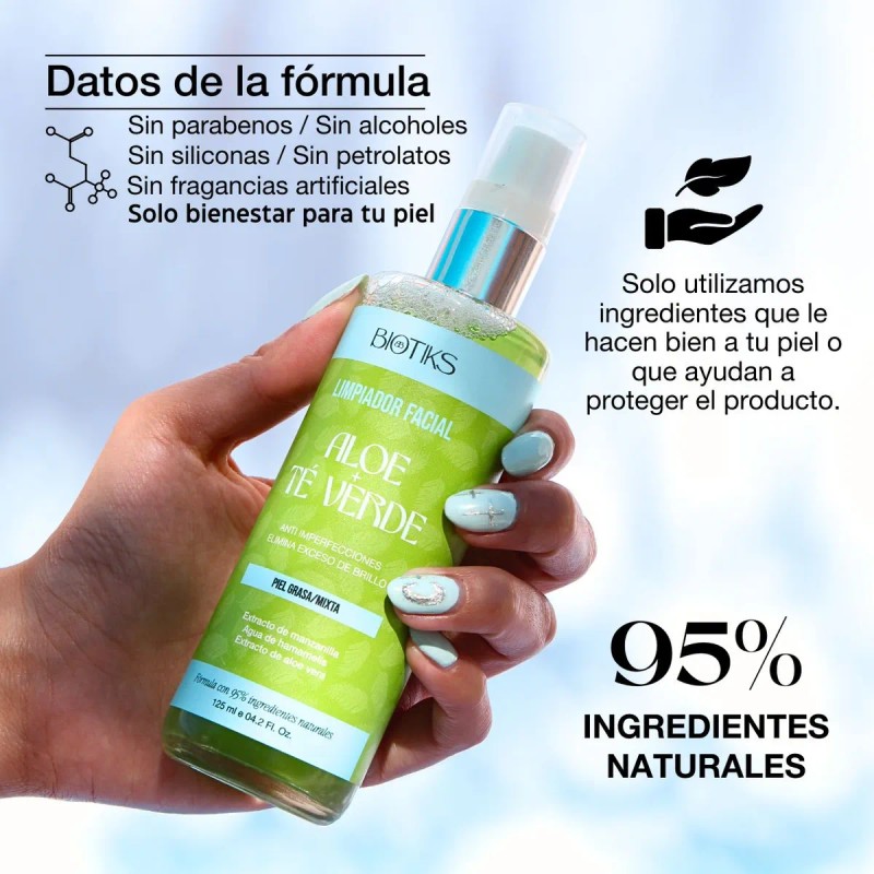 Biotiks Limpiador Antiacné Piel Grasa Aloe Vera & Té Verde