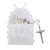 First Communion White Satin Brocade Rosary Case with Chalice Design,