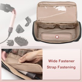 Yarwo 𝟐𝟎𝟐𝟓 𝐍𝐄𝐖 Carrying Case Compatible with Dyson Supersonic r Hair Dryer, Padded Blow Dryer Travel Bag with Top Handle and Wide Magic Strap Fits for Complete Supersonic Accessories, Black