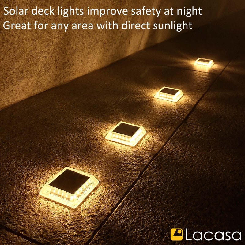 Lacasa Solar Deck Lights, 4 Pack 30LM LED Dock Light