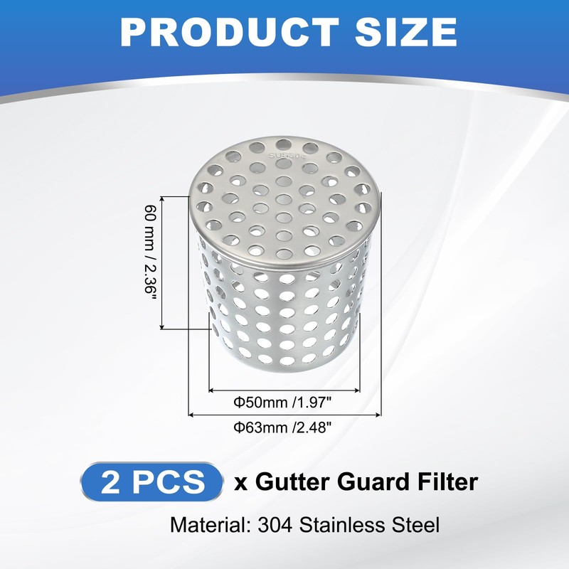 PATIKIL Gutter Guard Filter 2.5"-2", 2 Pcs PVC Termination Cap