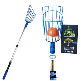 EVERSPROUT 1.5-3ft Durable Fruit Picker with 10+ Foot Reach – Telescoping Fruit Picker Pole, Lightweight Twist-On Fruit Picking Tool with Basket, Aluminium Extension Pole for Tree Fruit Harvesting
