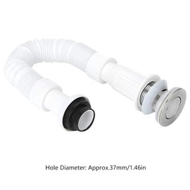 37mm Flexible Drain Pipe Odor‑Proof S Bend Water Down‑Flow Pipe Universal Single Drain Hose Bathroom Vanity Sink Drain Plumbing Trap Tubing