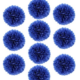 10pcs 12inch Paper Pom Poms Tissue Paper Flower Art Craft DIY Hanging Flower for Party Wedding Baby Shower Nursey Wall Decoration (12inch, Royal Blue)