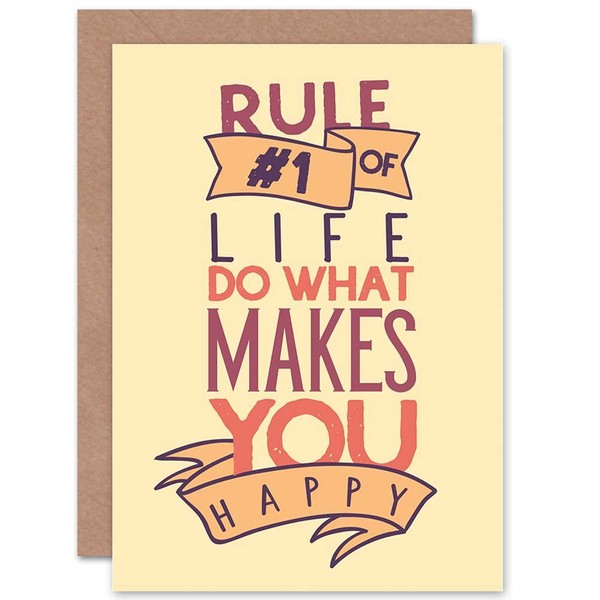 Wee Blue Coo CARD GREETING QUOTE MOTIVATION RULE ONE LIFE HAPPY