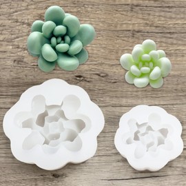 PRETTYLIFE Thick Succulent Silicone Molds 2pcs 3D Flower Plants Candle Molds for Making Candle Fondant Soaps Resin Clay Home Decoration Crafts DIY