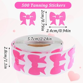 Bow Tanning Sunbathing Stickers for Body, 1 Inch Pink Self-Adhesive Bow Shape Stickers, Suntan Sticker for Tanning Beds & Salons, Sunbathing Supplies for Adults & Children