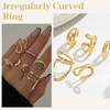 BelleVive 5 Piece Gold Chunky Rings for Women, Open Stackable