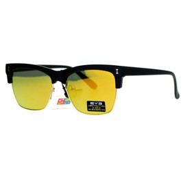 PASTL Flat Lens Sunglasses Retro Design Square Frame Unisex Matte Black, Orange Mirror