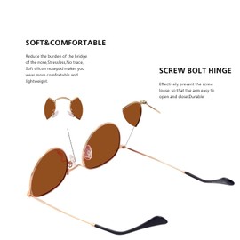 John Lennon Polarized Vintage Round Retro Sunglasses Men Women Vintage Small Circle Sun Glasses (Gold Frame Brown Lens)